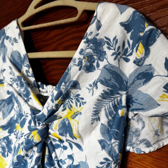 Blue and yellow cropped floral top - Picture 1 of 3